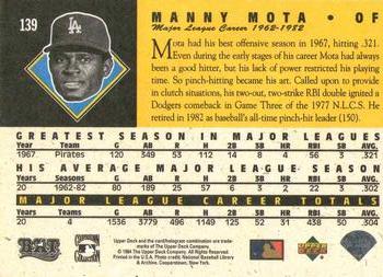 1994 Upper Deck All-Time Heroes - 125th Anniversary #139 Manny Mota Back