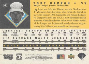 1994 Upper Deck All-Time Heroes - 125th Anniversary #143 Toby Harrah Back