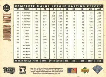 1994 Upper Deck All-Time Heroes - 125th Anniversary #161 Johnny Mize Back