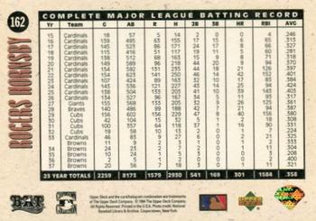 1994 Upper Deck All-Time Heroes - 125th Anniversary #162 Rogers Hornsby Back