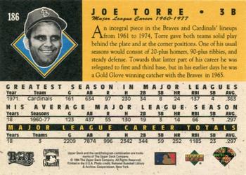 1994 Upper Deck All-Time Heroes - 125th Anniversary #186 Joe Torre Back