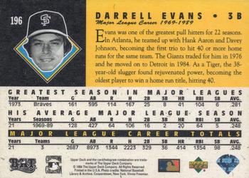 1994 Upper Deck All-Time Heroes - 125th Anniversary #196 Darrell Evans Back
