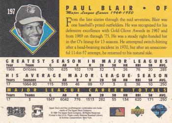 1994 Upper Deck All-Time Heroes - 125th Anniversary #197 Paul Blair Back