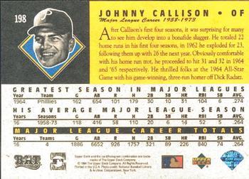 1994 Upper Deck All-Time Heroes - 125th Anniversary #198 Johnny Callison Back
