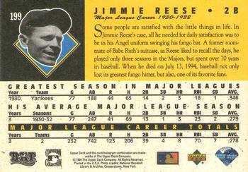 1994 Upper Deck All-Time Heroes - 125th Anniversary #199 Jimmie Reese Back