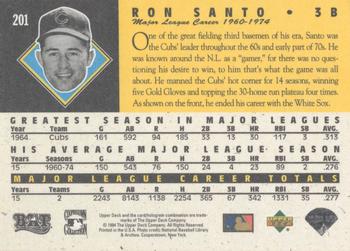 1994 Upper Deck All-Time Heroes - 125th Anniversary #201 Ron Santo Back