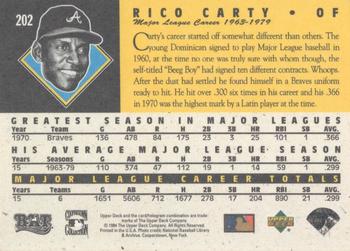 1994 Upper Deck All-Time Heroes - 125th Anniversary #202 Rico Carty Back