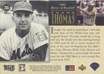 1994 Upper Deck All-Time Heroes - 125th Anniversary #218 Frank Thomas Back