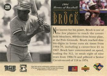 1994 Upper Deck All-Time Heroes - 125th Anniversary #220 Lou Brock Back