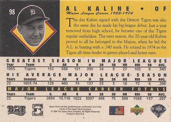 1994 Upper Deck All-Time Heroes - 125th Anniversary #98 Al Kaline Back
