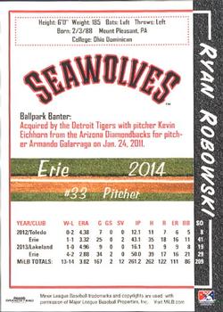 2014 Grandstand Erie SeaWolves #NNO Ryan Robowski Back