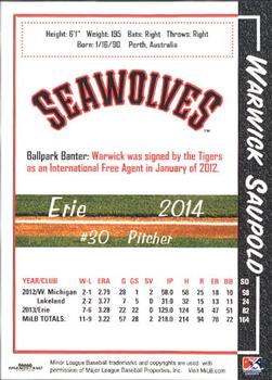 2014 Grandstand Erie SeaWolves #NNO Warwick Saupold Back