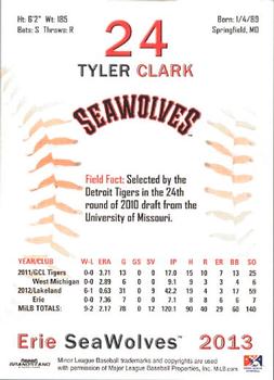 2013 Grandstand Erie SeaWolves #NNO Tyler Clark Back