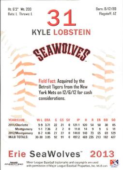 2013 Grandstand Erie SeaWolves #NNO Kyle Lobstein Back