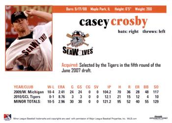 2011 Grandstand Erie SeaWolves #NNO Casey Crosby Back