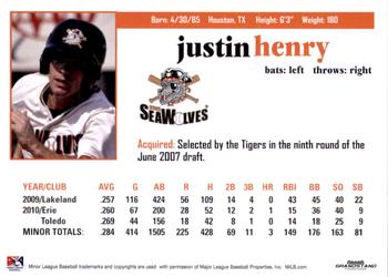 2011 Grandstand Erie SeaWolves #NNO Justin Henry Back