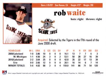 2011 Grandstand Erie SeaWolves #NNO Rob Waite Back