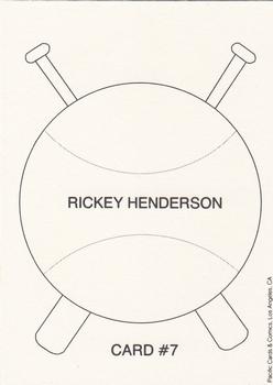 1989 Pacific Cards & Comics Crossed Bats (unlicensed) #7 Rickey Henderson Back