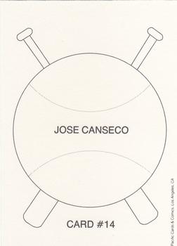 1989 Pacific Cards & Comics Crossed Bats (unlicensed) #14 Jose Canseco Back