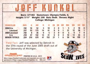 2010 Grandstand Erie SeaWolves #NNO Jeff Kunkel Back