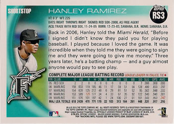 2010 Topps - Factory Set Limited Edition (Retail) #RS3 Hanley Ramirez   Back
