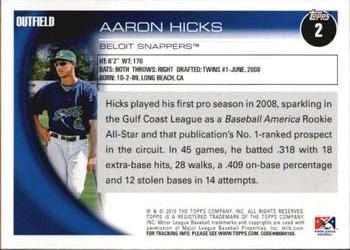2010 Topps Pro Debut #2 Aaron Hicks Back