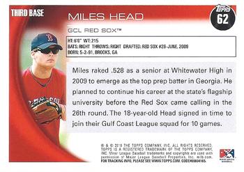 2010 Topps Pro Debut #62 Miles Head Back