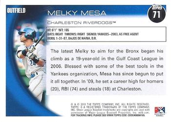 2010 Topps Pro Debut #71 Melky Mesa Back