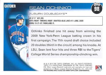 2010 Topps Pro Debut #98 Sean Ochinko Back