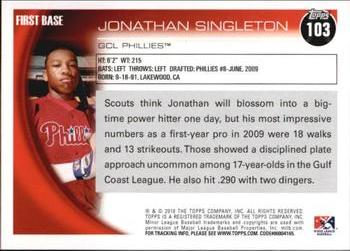 2010 Topps Pro Debut #103 Jonathan Singleton Back