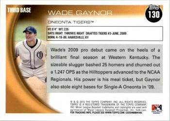 2010 Topps Pro Debut #130 Wade Gaynor Back