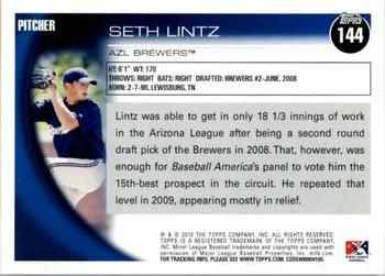 2010 Topps Pro Debut #144 Seth Lintz Back