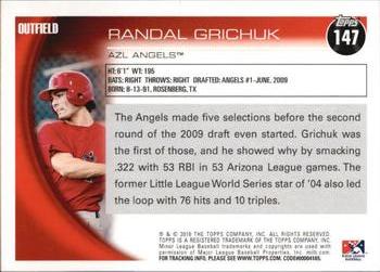 2010 Topps Pro Debut #147 Randal Grichuk Back