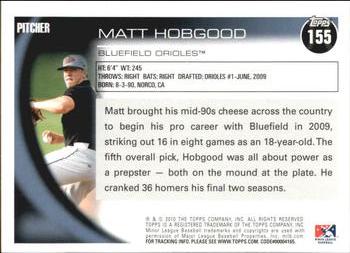 2010 Topps Pro Debut #155 Matt Hobgood Back