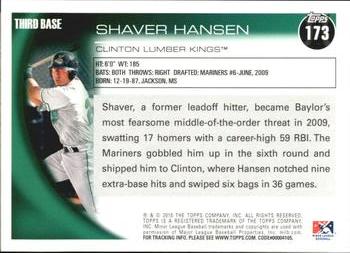 2010 Topps Pro Debut #173 Shaver Hansen Back