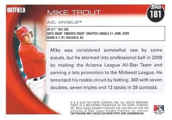 2010 Topps Pro Debut #181 Mike Trout Back