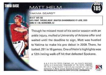 2010 Topps Pro Debut #185 Matt Helm Back