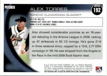 2010 Topps Pro Debut #192 Alex Torres Back