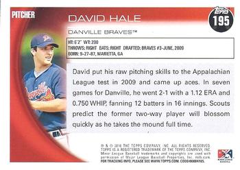 2010 Topps Pro Debut #195 David Hale Back