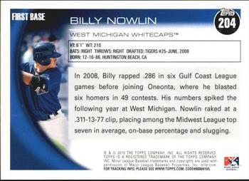 2010 Topps Pro Debut #204 Billy Nowlin Back