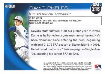 2010 Topps Pro Debut #216 David Phelps Back