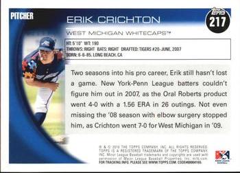 2010 Topps Pro Debut #217 Erik Crichton Back