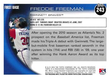 2010 Topps Pro Debut #243 Freddie Freeman Back