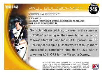 2010 Topps Pro Debut #245 Paul Goldschmidt Back