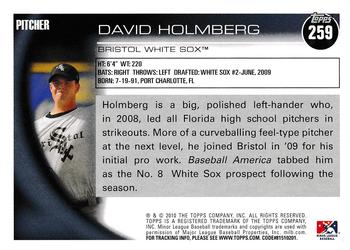 2010 Topps Pro Debut #259 David Holmberg Back