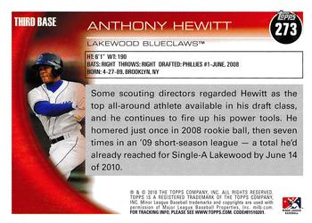 2010 Topps Pro Debut #273 Anthony Hewitt Back