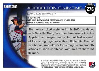 2010 Topps Pro Debut #276 Andrelton Simmons Back