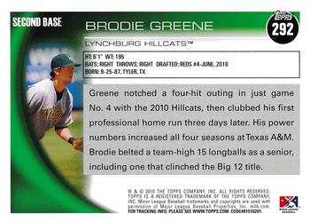 2010 Topps Pro Debut #292 Brodie Greene Back