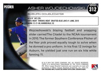 2010 Topps Pro Debut #312 Asher Wojciechowski Back