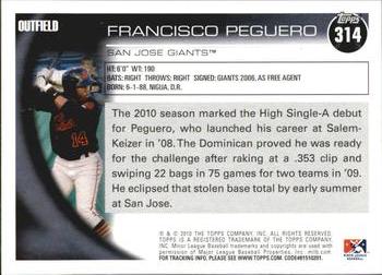 2010 Topps Pro Debut #314 Francisco Peguero Back